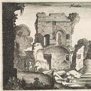 Figures in a ruined tower, Jan van de Velde (II), 1603 - 1641