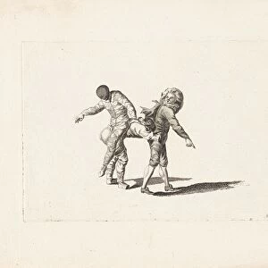 Harlequin and two jesters making music, Anonymous, Gerardus Josephus Xavery, Pieter Schenk