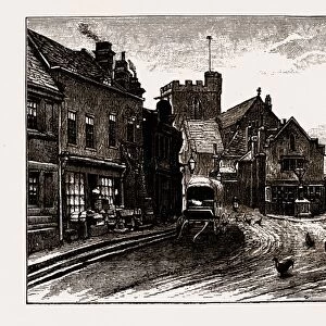 HIGH STREET, HIGH BARNET, UK, engraving 1881 - 1884