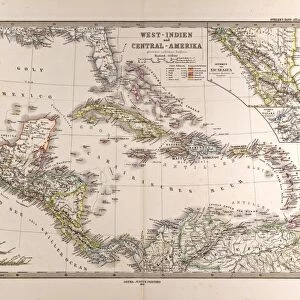 Map West Indies and Central America, Gotha, Justus Perthes, 1872, Atlas. Perthes
