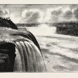 The Niagara Falls, View from Prospect Point, America, Us, Usa, United States, Engraving