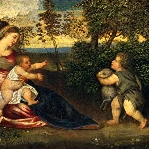 Polidoro Lanzani, Madonna and Child and the Infant Saint John in a Landscape, Italian