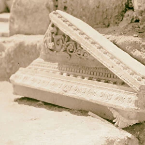 Ruins Jerash Gerasa Fragment carved entablature