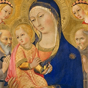 Sano di Pietro, Madonna and Child with Saint Jerome, Saint Bernardino, and Angels