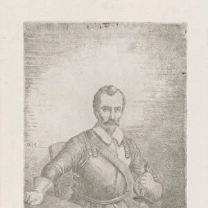 Seated man in armor with sword, Christiaan Wilhelmus Moorrees, 1811 - 1867