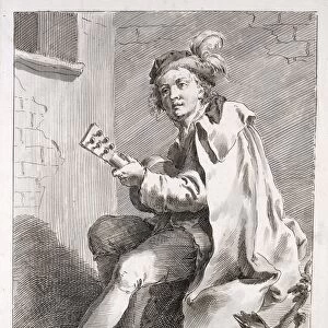 A Seated Man Playing a Guitar