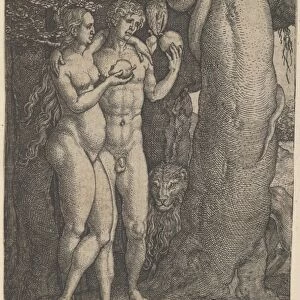 Temptation Adam Eve Story 1540 Engraving Sheet