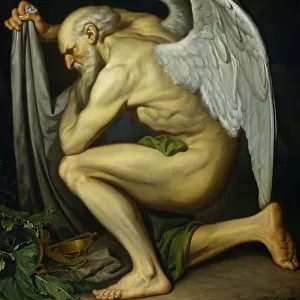 Time Father Time naked wings back kneeling right knee