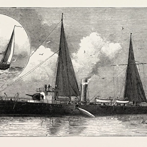 Torpedo Gun Boat, the Rattlesnake Launching Torpedoes, 1888 Engraving