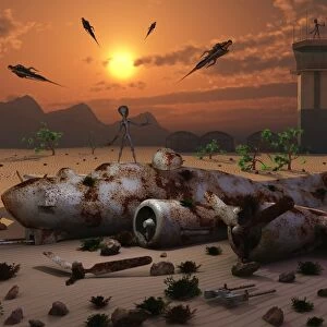 Artists concept of a science fiction alien landscape