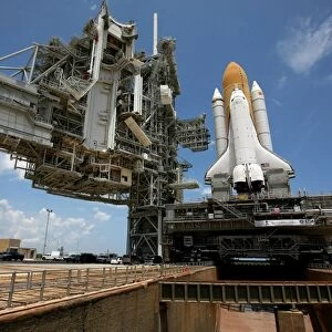 Space Shuttle Discovery atop the mobile launcher platform