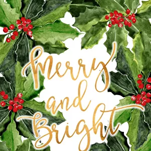 Merry and bright holly floral art