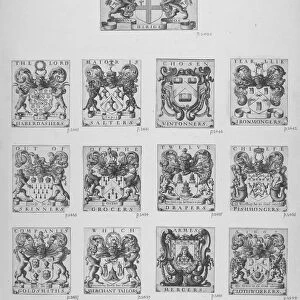 Arms of the twelve chief City Livery Companies surmounted by the arms of the City of London, 1667