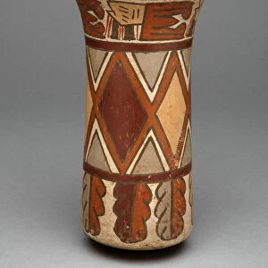 Beaker with Diamond-Shaped Geometric Pattern and Abstract Motifs, 180 B. C. / A. D. 500