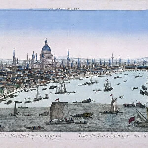 Bird s-eye view of London from Somerset Gardens, in the City of Westminster, 1760