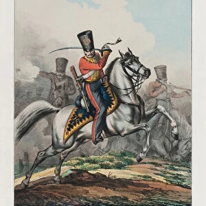 Carabinier of Hussar regiment, 1830s. Artist: Belousov, Lev Alexandrovich (1806-1864)