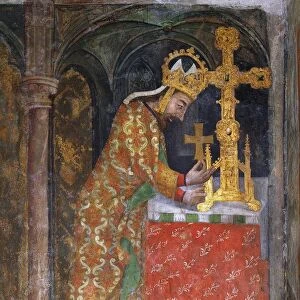 Charles IV places a splinter of the Holy Cross in a reliquary, c. 1360