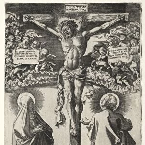 Christ on the cross between the virgin and St. John, 1542. Creator: Hans Brosamer (German, c