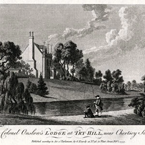 Colonel Onslows Lodge at Try-Hill, near Chertsey, Surry, 1777. Artist: Michael Angelo Rooker