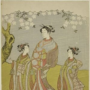 Courtesan and Attendants Parading under Cherry Tree, Japan, c. 1771
