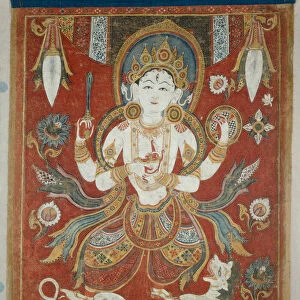 Double-Sided Painted Banner (Paubha) with God Shiva and Goddess Durga, 16th / 17th century