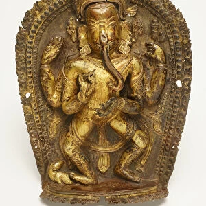 Four-Armed Dancing God Ganesha with His Rat Mount, 16th / 17th century. Creator: Unknown