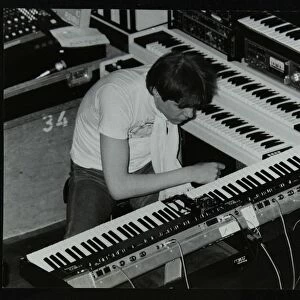 German electronic musician Klaus Schulze at the Forum Theatre, Hatfield, Hertfordshire, 1983