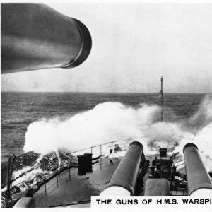 The guns of the battleship HMS Warspite, 1937