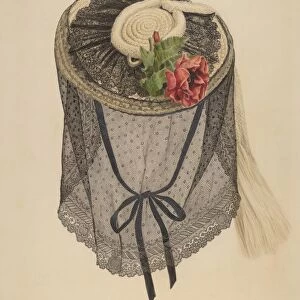 Lace and Straw Bonnet, c. 1940. Creator: Henry De Wolfe