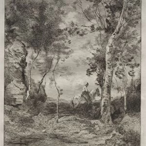 Landscape, or The White Horse, after Corot, c. 1858. Creator: Felix Bracquemond (French