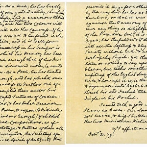 Letter from William Cowper to William Unwin, 31st October 1779. Artist: William Cowper