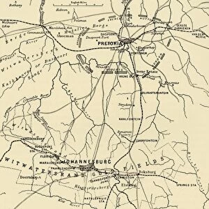 Map Showing District Between Johannesburg and Pretoria, and the Position of the British
