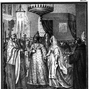 The Marriage of Ivan III and Sophia Palaiologina, 1472 (From Illustrated Karamzin), 1836. Artist: Chorikov, Boris Artemyevich (1802-1866)