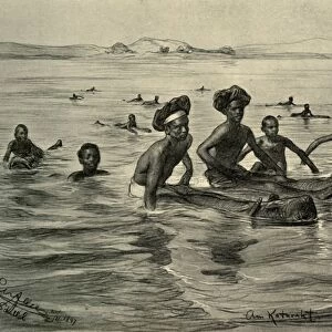 Men in the River Nile at the First Cataract, Egypt, 1898. Creator: Christian Wilhelm Allers