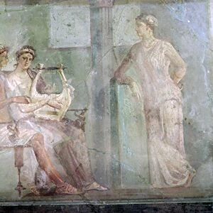 The Music Lesson, a Roman wall-painting from Herculaneum buried in the eruption of Vesuvius