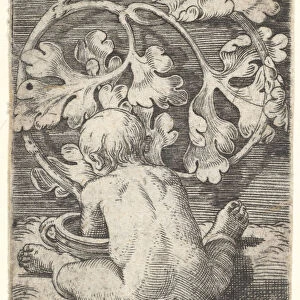 Naked Child Seen from Back Seated in Front of a Vessel, mid-17th century