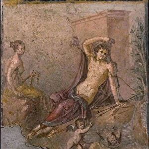 Narcissus, Echo and Eros, 1st H. 1st cen. AD. Creator: Roman-Pompeian wall painting