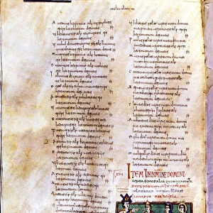 Page of the Codex Vigiliano with illustration of Recesvinto accompanied by Oroncio