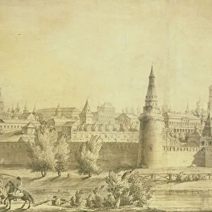 Panoramic view of Moscow Kremlin by the End of the 18th century, End 1790s. Artist: Quarenghi, Giacomo Antonio Domenico (1744-1817)