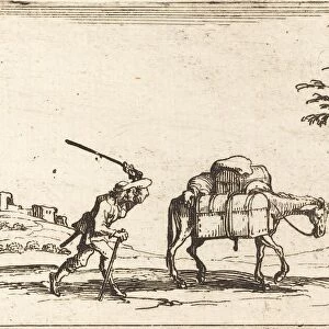 Peasant Whipping his Donkey, 1628. Creator: Jacques Callot