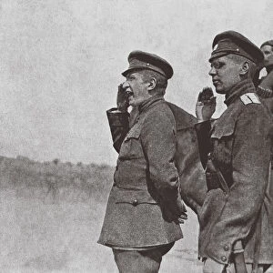 Prime Minister of the Russian Provisional Government Alexander Kerensky (Left) At the Front, 1917