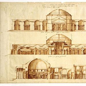 Reconstruction project of the Baths of Agrippa, Rome, c. 1550. Artist: Palladio, Andrea (1508-1580)