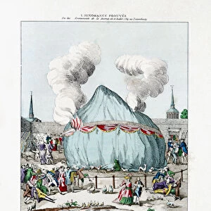 Satirical engraving on the fire of the balloon of Miolan and Janinet 1784 (1887). Artist: Gaston Tissandier