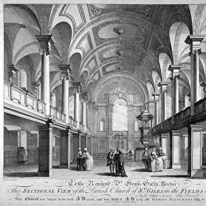 Sectional view of the Church of St Giles in the Fields, Holborn, London, 1753. Artist