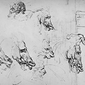 Studies of Horses Heads and of a Rearing Horse, c1480 (1945). Artist: Leonardo da Vinci