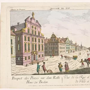 View of the town hall in Boston, 1755-1779. Creator: Franz Xavier Habermann
