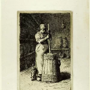 A Woman Churning, 1855. Creator: Jean Francois Millet