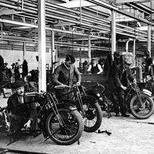 Douglas Motor Cycle works, Bristol. Frame assembly shop