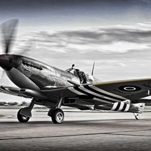 RAF Spitfire with D-Day Invasion Stripes