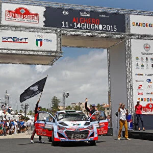 2015 World Rally Championship Rally d Italia Sardegna 11th - 14th June 2015 Hayden Paddon, Hyundai, podium Worldwide Copyright: McKlein / LAT